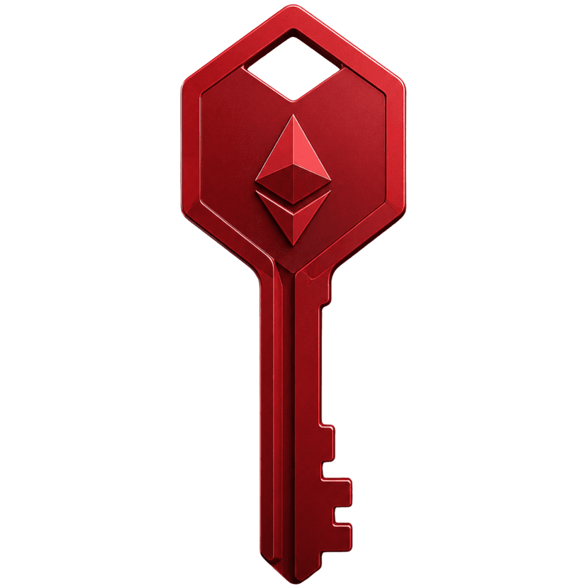 Key with Ethereum logo — self-custody and key control