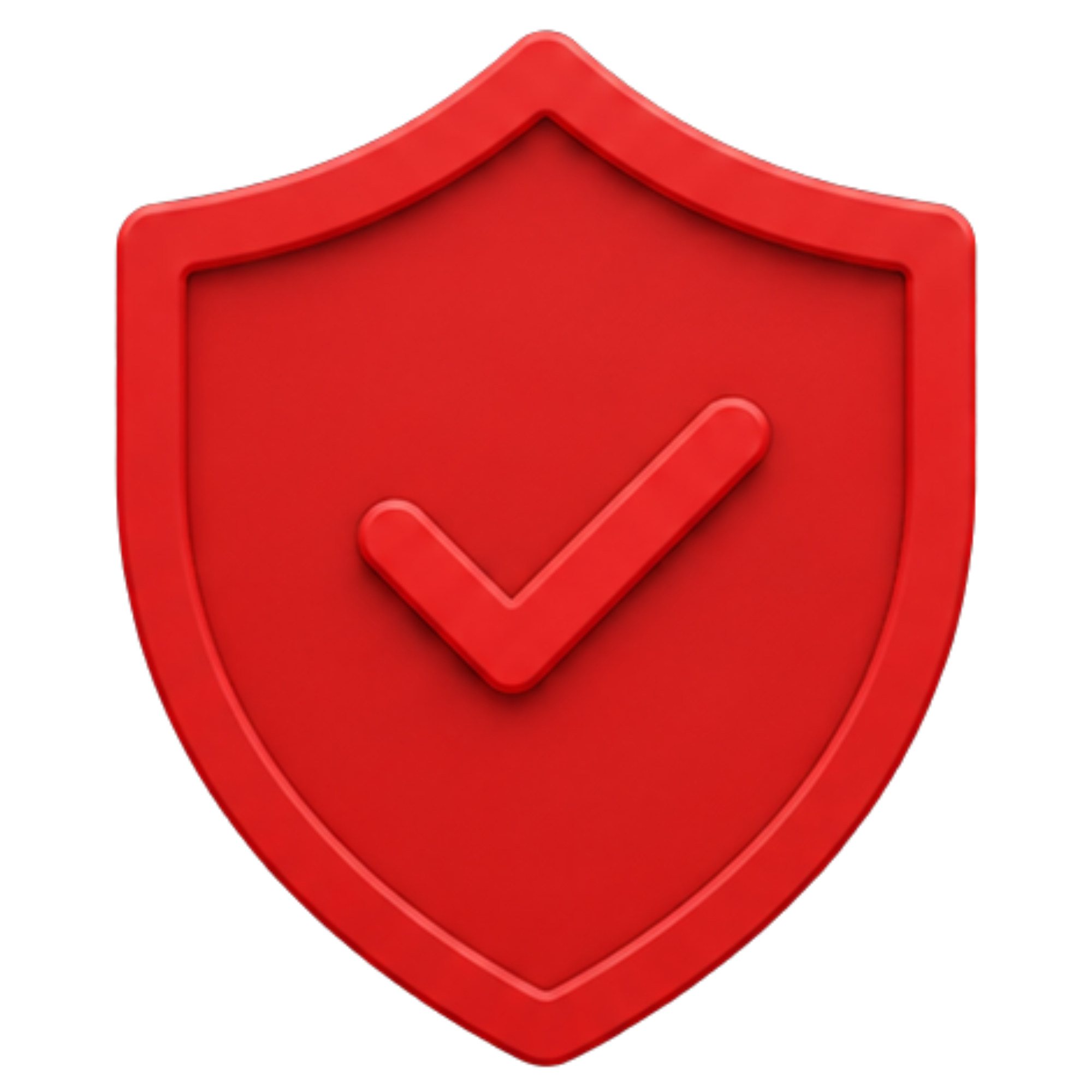 Escudo rojo con check — protección verificada