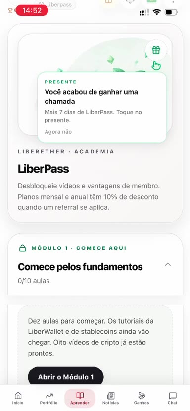 Aviso de regalo en LiberPass: una llamada y 7 días más de LiberPass.